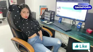 Horny Secretary Sucks and Fucks Boss's Cock until she Cums in Mouth - Caught Masturbating