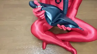 Breath Control Zentai Fetish with Rubber Bag