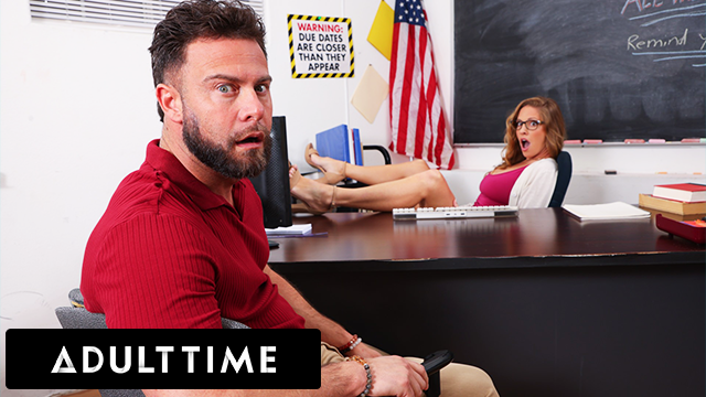 ADULT TIME - MILF Teacher Annie King Caught Masturbating in Class by Student’s Stepdad