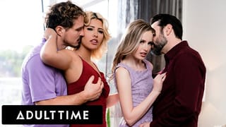 ADULT TIME - Scarlett Sage Swaps Husband's with Spanish Babe Carlita Ray for WILD SWINGER FOURSOME!