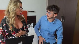Sexy MILF Helps her Intern Colleague and Ends up Fucking - Big Cock Cums on Face