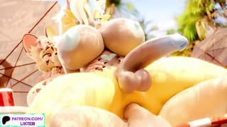 FUTANARI FURRY ANAL FUCK ON THE BECH - FURRY CARTOON FUTA