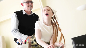 Libidinous bimbo and old man breathtaking adult video