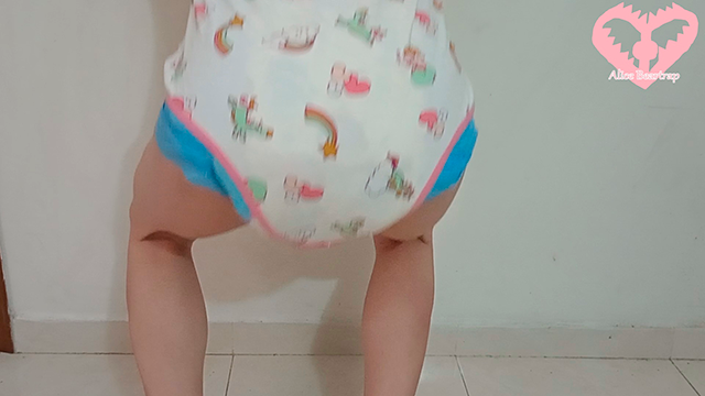 Abdl Diaper porn video – Diapered Trans Girl doing Squats while Wetting her Diaper