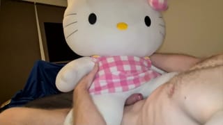 Sex with HELLO KITTY Bigg Plushie, Cumming Hard on her