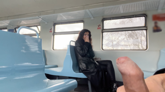 Public Dick Flashing on Train - Stranger Girl was Shocked when saw my Hard Cock