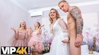 VIP4K. Babe Shares her Groom with two best Friends right after the Wedding Ceremony