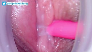 Wet Pussy Hole Close up with Pink Vibrating Toy Webcam Clip