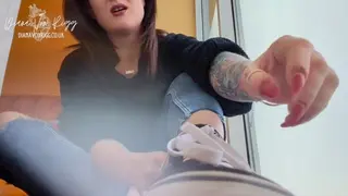 Teasing the Foot Slave - I know your Dirty little Secret and i'm going to use it against you