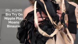 IRL ASMR | trying on Bras and Playing with my Nipples | Full Video on Fansly!