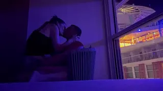 Almost Caught - Amateur Couple Fucks Hard on Cruise Ship Balcony - Voyeur View