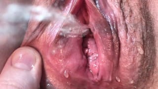 Squirting Pussy and Peehole Extreme Close Up! Peeing on each Other. Huge Creampie.