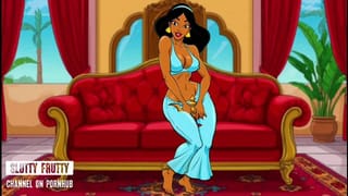 Aladdin and Princess Jasmine make Shameful Wishes to the Genie. Cartoon. Animated Porn Parody.