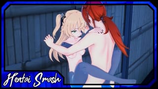 Fischl Titty Fucks Dulic, Gets Fucked against a Wall - Genshin Impact Hentai.
