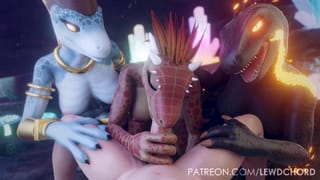 Furry Scalie Foursome 3D Animation