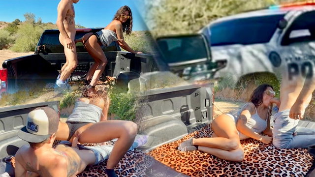 Caught by the Cops Fucking in the Truck Bed - then Squirted so Fucking much - Mav & Joey Lee