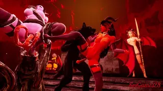 Infernal Orgy between Beings with Big Cocks, Furries and Sexy and Horny Succubus in Wild Life Sex