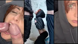 Skinny Redhead Wife Sucks and Gets Fucked by two Man in an Asylum