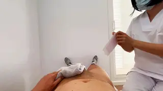 Dick Flash! Dick Wax Depilation by Beginner Cute Girl who Masturbates me