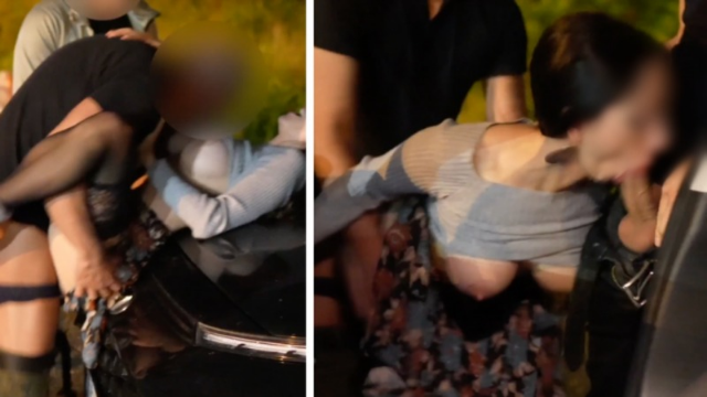 Real Amateur, THREE COCKS in a Parking. my FIRST CAR SEX Experience Turns into a Gang Bang