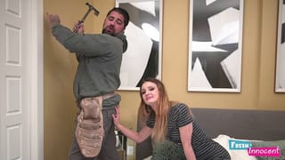 Fresh & Innocent - a Cute Petite Teen is Nailed by the Handyman's Big Hammer