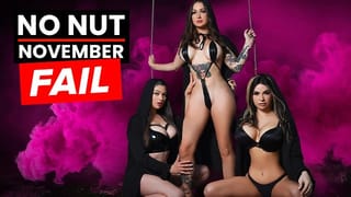 TeamSkeet - Dude Fails no Nut November Challenge after three Busty Sluts take Turns Riding his Cock