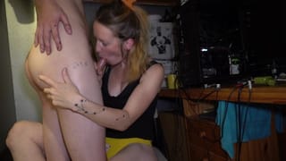 Fucking the Tattoo Artist and Cum on her Pretty Face