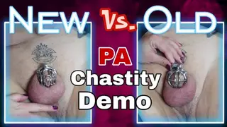 Training zero Femdom Chastity Cage Demo new vs old Pierced Prince Albert Permanent Steel Rigid