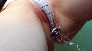 Panty Pee with Butt Plug Inserted