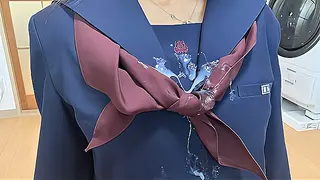 Japanese School Uniform Female Student Gets a Hand Job and Copious Semen Bukkake
