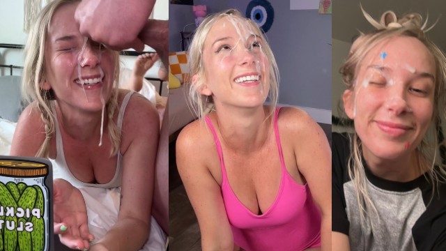 Amateur Cute Blonde Lets you Wreck her Face - (Freeuse Facial Compialtion)