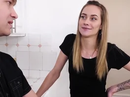 Stud gets gorgeous blonde out of furniture and fucks her