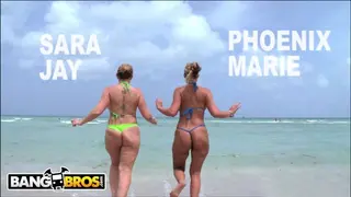 BANGBROS - PAWG Pornstars Sara Jay and Phoenix Marie get their Big Asses Hammered