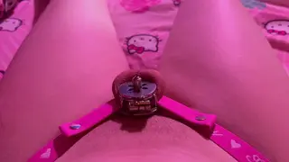 Sissy Unlocks Chastity and Fingers her Clitty