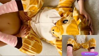 18 Year old Girl Ripped her Onesie Pyjama for me