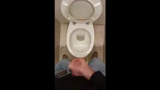 A Smooth Guy in Blue Jeans Pees in Public, Jerks off and Cums