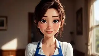 AI Generated - Cute Nerdy Collage POV Sloppy Blowjob Huge Tits Blue Apron