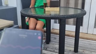 Remote Vibrators inside Hot Girl in Public Caffe Squirt Control by Waiter
