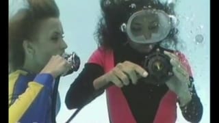 Sexy Blonde and Brunette Underwater in Swimming Pool Scuba Diving PART 2
