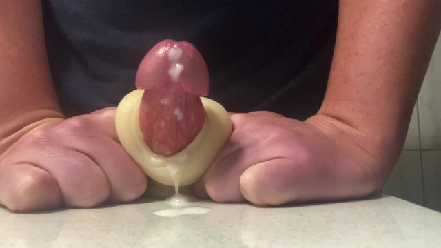 Hard Cock Fucks Pocket Pussy for Close up Moaning Cumshot