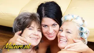 Horny Teen Rashina Invited a Lesbian Mature Couple over for Hot Threesome
