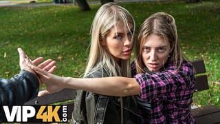 VIP4K. Hot and Playful Blonde Zlata Shine is Cheating on her GF with a Big Boss