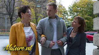 Two Horny Cougars taking a Stranger Home to get their Mature Pussies Filled with Dick