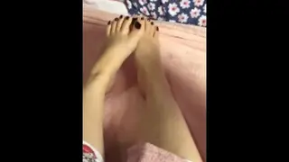 Tici_feet @tici_feet IG Tici Feet my Feet in my Bed Again, Black Toenails