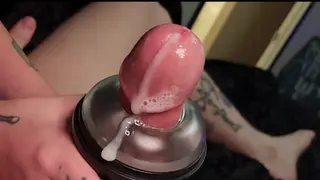 Goth Teen Milks 3 Cumshots out of Big Oiled Cock with Vibrating Toy
